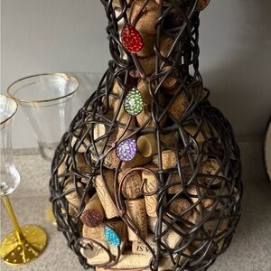Decorative Wire Wine Cork Holder with Colorful Accents